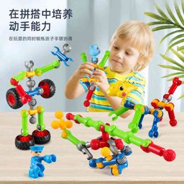 -Grande partícula de infantil e bloco de construção Splicing Splicing Multifuncional Skeleton Joint Rod Diy Puzzle Puzzle meninos meninas de 3 a 6