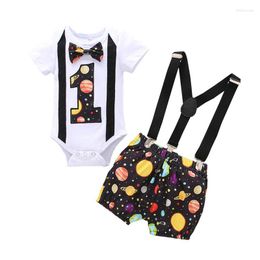 Clothing Sets Summer Infant Baby Girls Outfit Letters Print Short Sleeve Romper Suspender Shorts Clothes Set