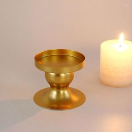 Candle Holders European Style Metal Gold Colour Round Iron Crafts Candlestick Holder Lamp Showcase Home Furnishing Po Props Decor