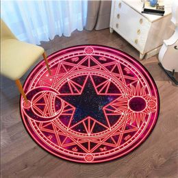 Carpets Cartoon Sakura Magic Captor Card Round Rug Array Carpet Pink Doormat Antislip Plush Living Room Home Decar