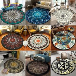 Carpets Ethnic Mandala Style Round Area Rug And Carpet For Living Room Bedroom Chair Sofa Foot Pad Decoration Non-slip Floor Mats
