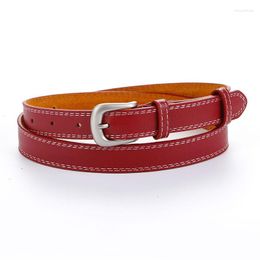 Belts Black Leather Design Thin For Women Casual Belt Silver Pin Buckle Simple Fashion Men & Brown Leathers Lady