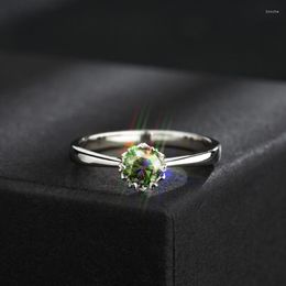 Cluster Rings BOEYCJR 925 Silver Snowflake 0.5ct/1ct/ Green Moissanite VVS1 Engagement Wedding Ring For Women