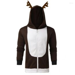 Men's Sweaters Soft Great Hooded Festive Christmas Party Hoodie Pockets Patchwork For Holiday