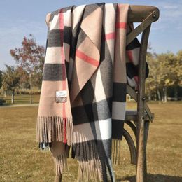 Berets 2022 Autumn And Winter Scarf Female British Bagh Bristled Cashmere Shawl Dual-use Thick Couple