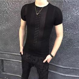 Men's T Shirts Summer 2022 Male Knitted Short Sleeve Round Collar Casual Man Plus Size Slim Fit Breathable Men's B6