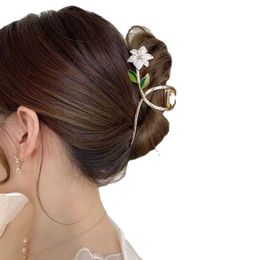 Leaves Flower Hair Clips Claws For Women Cross Vintage Big Gold Alloy Crab Clip Wedding