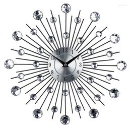 Wall Clocks European Style And Creative Clock Crystal Silver Wrought Iron Personality Art Decoration Living Room Bedroom