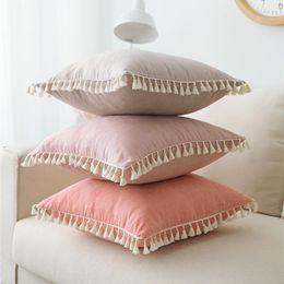 Cushion Cilected Nordic Suede Pillow Cover Ins Pink Sofa Pillowcase Tassel Bedroom Decoration Housse De Coussin