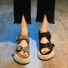 Sandals 2022 Summer Women's Shoes Belt Buckle Thick Bottom Non-slip Fashion All-match Sports Dissolve Roman S