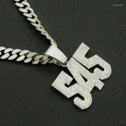 Pendant Necklaces Iced Out Cuban Chains Bling Diamond Number 545 Rhinestone Pendants Mens Necklace Miami Gold Chain Charm Fashion Jewelry