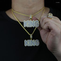Chains Mens Hip Hop KING Letters Pendant Necklace With 3mm Rope Chain 2022 Arrive Iced Out Bling HipHop Rock Male Charm Jewellery