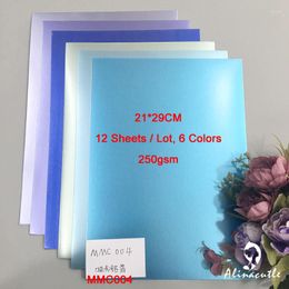 Gift Wrap 6 Colours X 2sheet Cardstock Paper Card Stock Blue Satin A4 250gsm Scrapbooking Pack Craft Pad Alinacraft