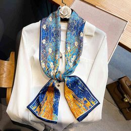 Sarongs Fashionable foreign style collarbone decoration scarf headband luxury designer mid-length scarf small silk scarf female T220827