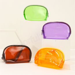 Waterproof Colour Transparent Cosmetic Bag PVC Jelly Wash Bag Large Capacity Solid Colour Travel Storage Bags