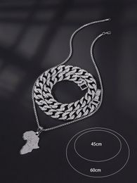 Factory price gold plated alloy Jewellery necklace tennis Graduated men's fashion hip hop cuban chain necklace Map