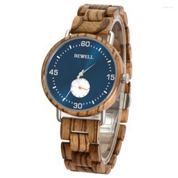 Wristwatches Fastion177AG Men Model BEWELL Stainless Steel And Wood Watches With Different Color Japan Movement Waterproof Watch