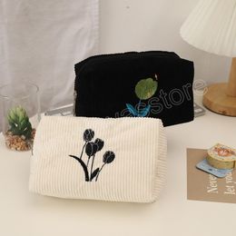 Pencil Bags Travel Cosmetic Bag Portable Cotton Storage Bag Women Large Capacity Nordic Style Zipper Make Up Clutch