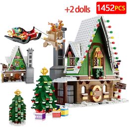 Blocks Merry Christmas Gingerbread Santa Claus House Bricks Sets Creative Christmas Elf Treehouse Building Block Children Toys Gifts 220827