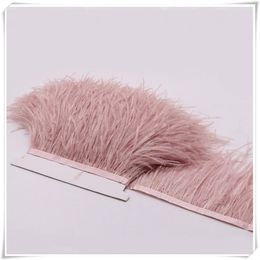 pink boas NZ - 10yards lot Feather Boa Stripe for Party pink white Long Ostrich Feather Plumes Fringe trim 10-15cm Clothing Dress skrits Accessor297V
