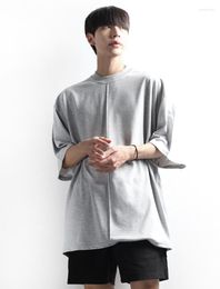 Men's T Shirts Men's T-Shirts Summer T-shirt Korean Fashion Casual Straight Tube Versatile Short Sleeve Front Pleat Hip Hop Loose Large