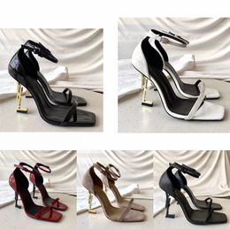 designer women Sandals party fashion patent leather Dance shoe new sexy heels 9cm Lady wedding Metal Belt buckle High Heel Woman shoes Large size 35-42