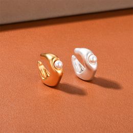 Earrings Designer For Women Ins Unique Design Screw Back Geometric Metal Frosted Texture Pearl Ear Clip Without Pierced Fashion All-Match Jewellery Accessories