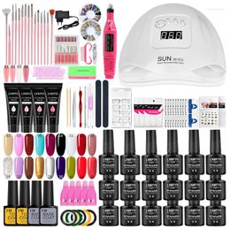Nail Art Kits Acrylic Manicure Set LED Dryer Electric Drill Kit Color UV Gel With Building Polish Tools