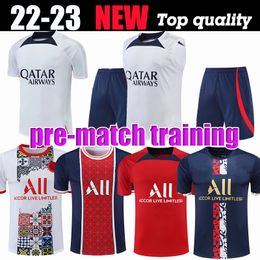 pre-match training MBAPPE HAKIMI PLAYER #30 soccer jersey SERGIO RAMOS Maillots de football 2022 2023 MARQUINHOS VERRATTI pSGS men shirt uniforms maillot foot 999