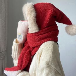 Berretti 2022 2022Red Christmas Three-Piece Hat Sciarpa Guanti Inverno Freddo Caldo Ispessimento Cute Equitazione Protezione per le orecchie Lei Feng