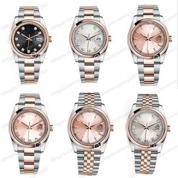 High Quality Watch 2813 Automatic Mechanical Unisex Watch 36mm Black Pattern Dial 116201 Sapphire Glass Ladies Watches Stainless Steel Rose Gold Strap Pink Roman