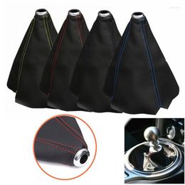 Interior Accessories 16mm Universal PU Leather Car Gear Shift Collars Carbon Fiber Auto Manual Stick Shifter Knob Boot Cover Gaiter