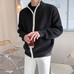 Men's Sweaters Autumn And Winter Men Thicken Stripe Knitted Sweater Lazy Style Fashionable Loose Zip Cardigan Coat 2022 M-2XL