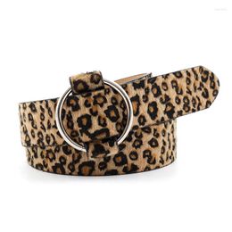 Belts Vintage Women PU Leather Belt Decoration Smooth Circle Buckle Snake Leopard