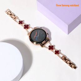 Cute Dressy Luxury bracelet Smart Straps for Watch 4 Classic 42mm 46mm Active 2 Watch3 41mm Fashion Bling Diamond Clover Bands for Women 22mm 20mm watchband