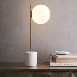 Table Lamps Nordic Simple Gold Plated Metal Lamp Modern White Marble Glass G9 Lighting LED Bedroom Living Room Study Decor Desk