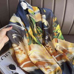 Sarongs 2022 New Brand Designer Silk Scarf Female Foulard Bandana Long Shawls Wraps Winter Neck Scarves Pashmina Lady Hijab Luxury T220827