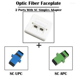 Fiber Optic Equipment 20 Pieces 2 Ports SC Simplex Faceplate With UPC/APC Adapter SM Single Mode Ethernet FTTH FTTD Networking