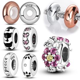 925 Silver bead fit Charms Pandora Charm Bracelet Clip Charm charmes ciondoli DIY Fine Beads Jewellery