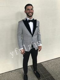Handsome Peak Lapel jacket Men Suits Groom Tuxedos Groomsmen Wedding Prom Man Blazer Color Optional 04