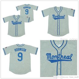 Mens Baseball Jersey Ed Retro 80's Montreal Jackie Robinson #9 Grey Jerseys S-3XL