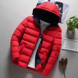 Men's Down Winter Warm Jacket Casual Fall Stand Collar Thick Hood White Duck Skin