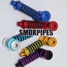 Colorful Metal Aluminium Alloy Mini Removable Pipes Dry Herb Tobacco Smoking Tube Holder Portable Innovative Design Finger Silicone Ring Decorate Handpipe