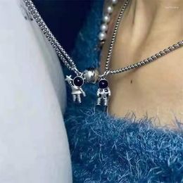 Chains Astronaut Necklace Friends Love Couple Pendant Good Friendship Jewelry Gift Punk Hip Hop Choker