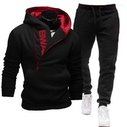 Men's Tracksuits Men's Sportswear 2-Piece Set Sweatshirt And Sweatpants Zipper Casual S-4XL In 2022