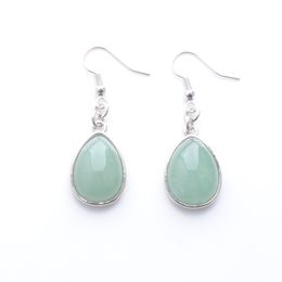 Women Dangle & Chandelier Earrings Natural Aventurine Gem Stone Teardrop Bead Reiki Healing Earrings Bohemian Jewelry R3176