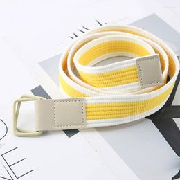 Belts Jeans Double Ring Buckle Stripe Casual Belt Metal Candy Colors Weaving Waist Strap Simple Woven Waistband