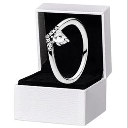 Women's Classic Wishbone Ring 925 Sterling Silver Wedding Jewellery for pandora CZ diamond Rings with Original gift Box