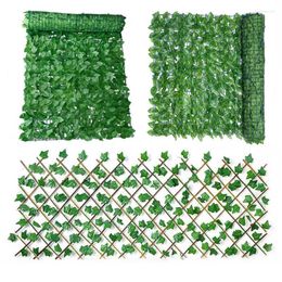 Decorative Flowers Artificial Fence Leaf Ivy Evergreen Hedge False Privacy Screen Faux Fencing Panel Outdoor Backyard Balcony Decoration