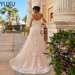 Sexy Strapless Mermaid Wedding Dresses Beackless Beach Sweep Train Bridal Gown 403